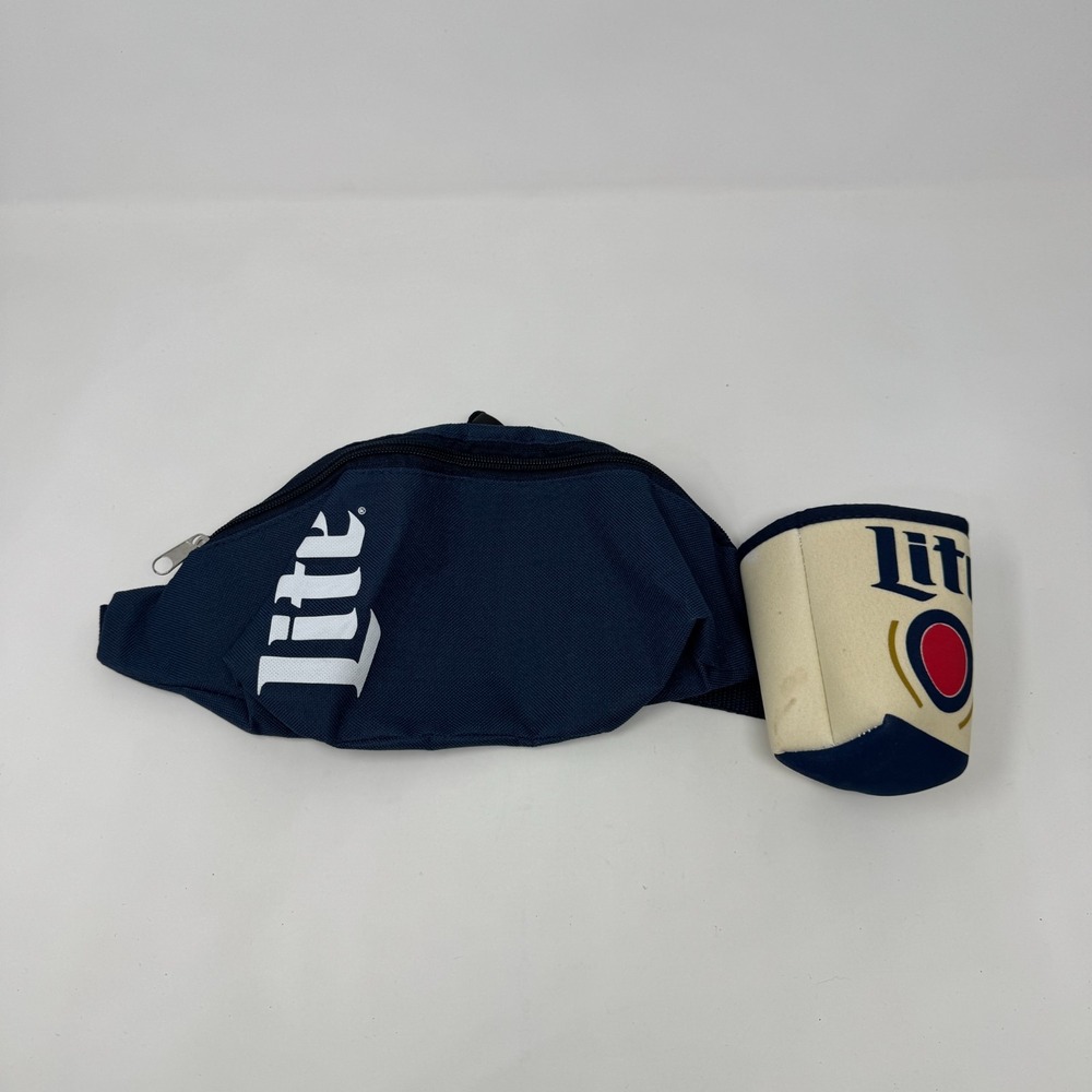 Miller Lite Adjustable Fanny Pack / Canny Pack w/attached Beer Koozie 40" Strap